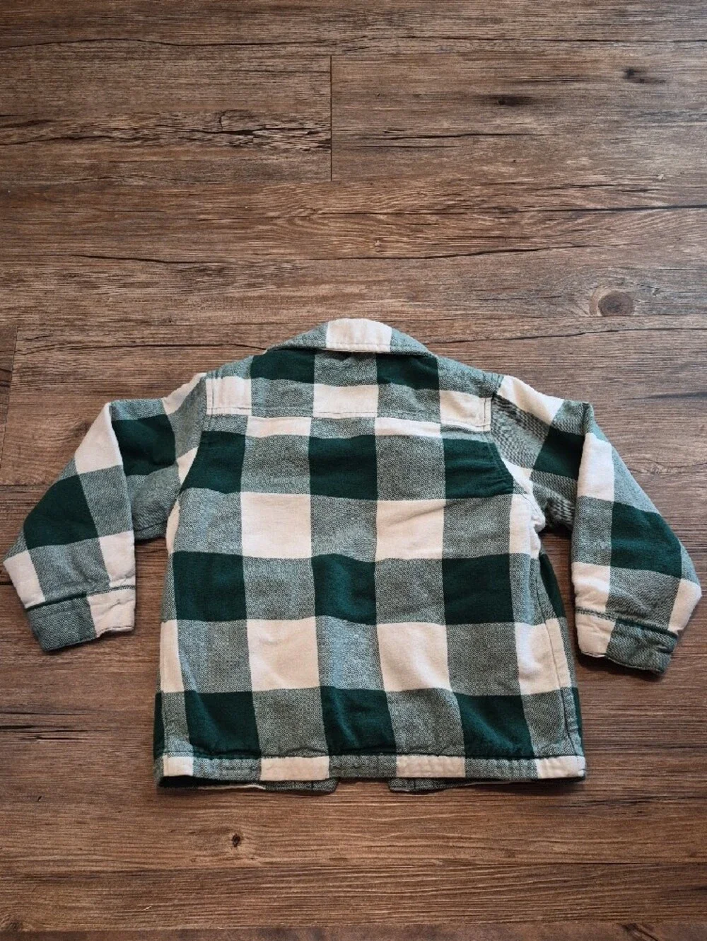 GAP Kids Dark Green & White Plaid Shacket